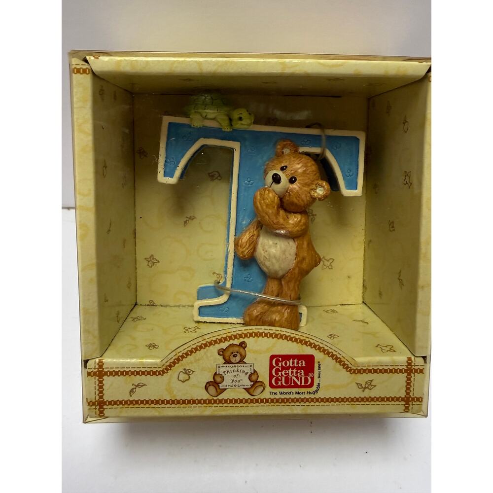 Copied - Vintage Gund Thinking Of You Letter T Teddy Bear Display Figurine 1998